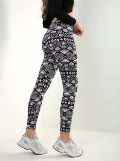 Leggings pretos estampados de cintura alta