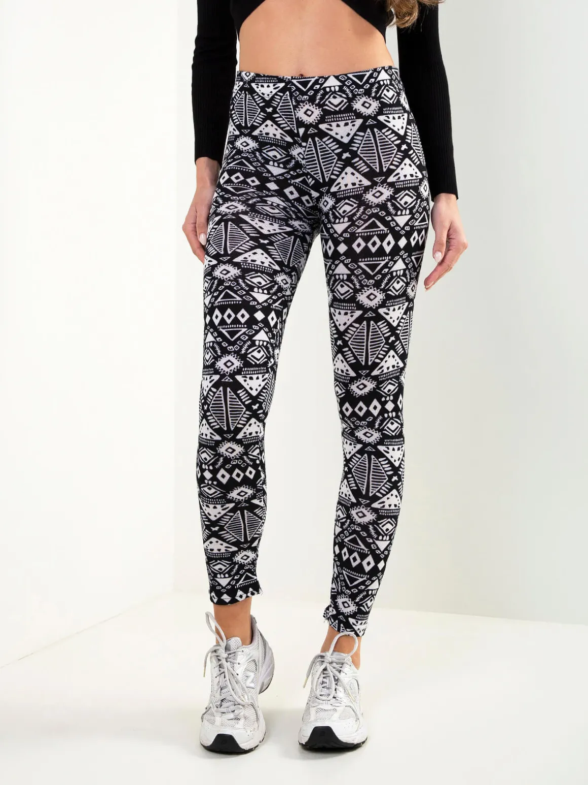 Leggings pretos estampados de cintura alta