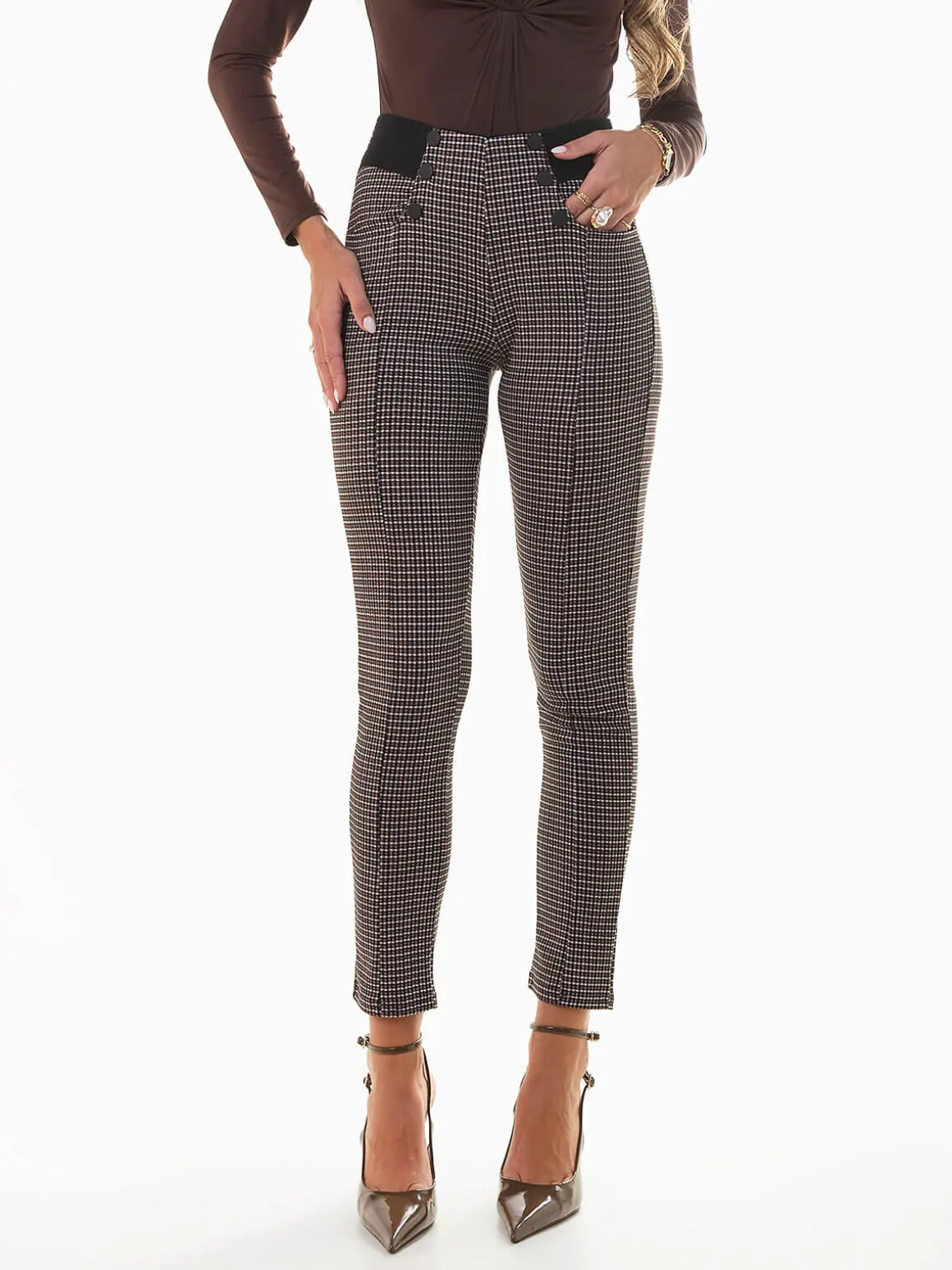 Leggings xadrez pied-de-poule