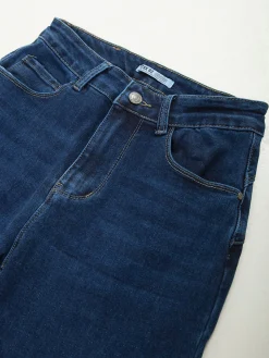 Mom jeans efeito push-up azul escuro