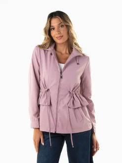 Parka cintada com folho