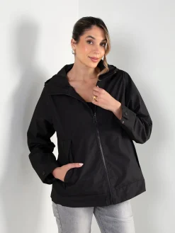 Parka com capuz e elástico