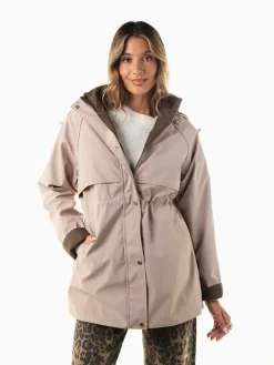 Parka reversível com fívelas