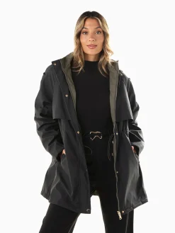 Parka reversível com fívelas