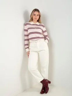 Polo de malha às riscas mistura viscose