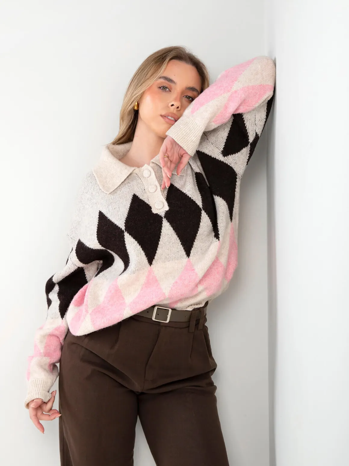 Polo malha com losangos