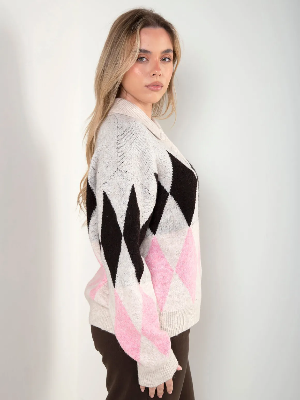 Polo malha com losangos