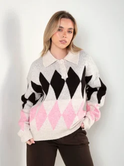 Polo malha com losangos
