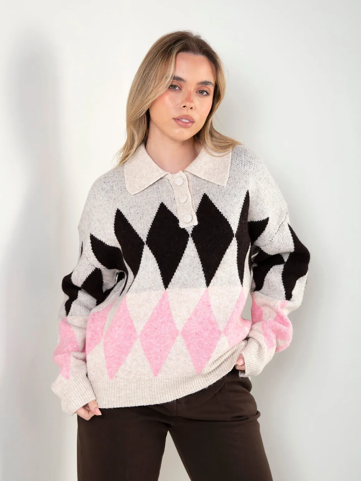 Polo malha com losangos