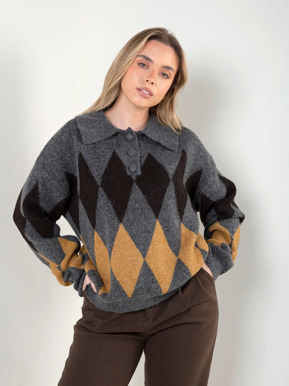 Polo malha com losangos