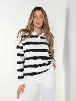 Polo malha às riscas