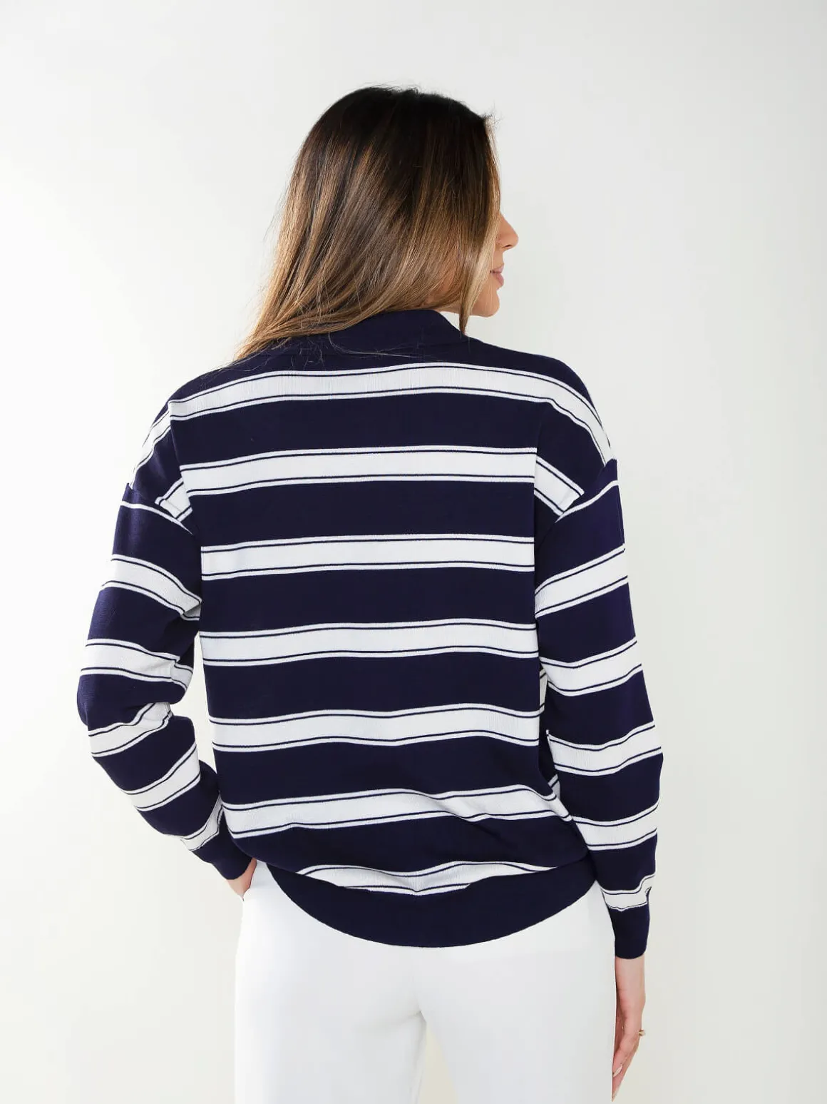 Polo malha às riscas