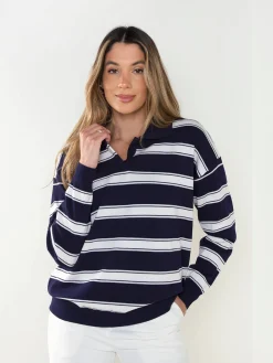 Polo malha às riscas