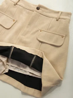 Saia curta com efeito camurça