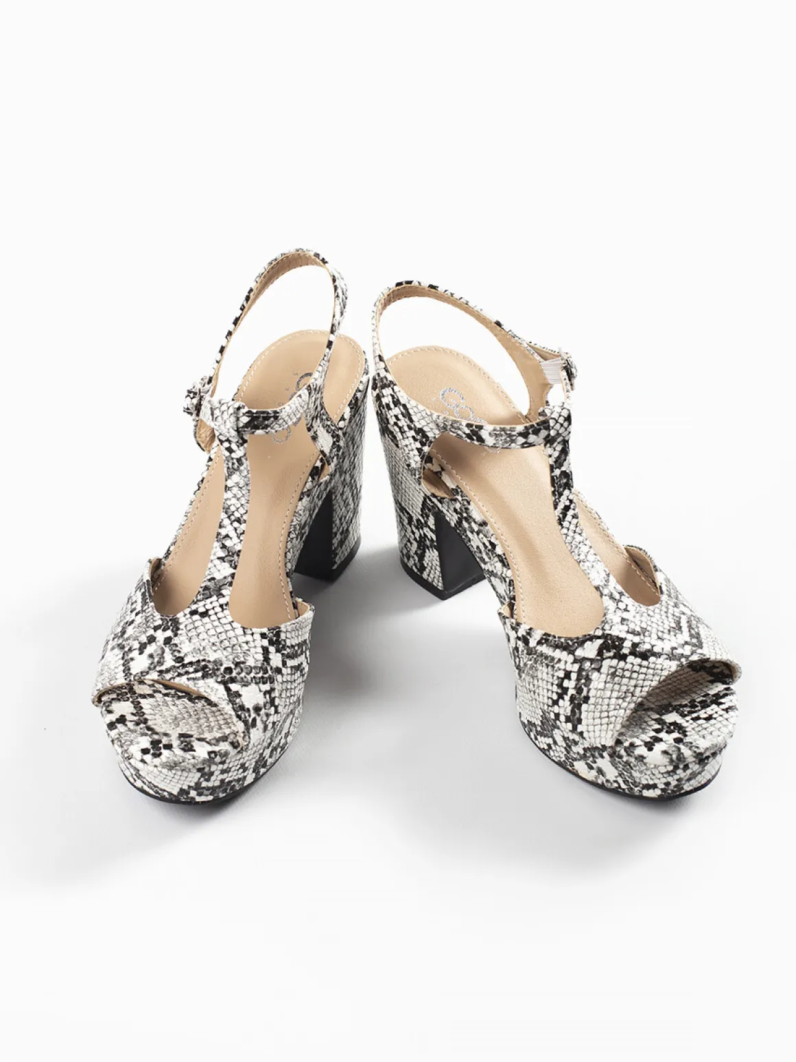 Sandálias salto alto animal print