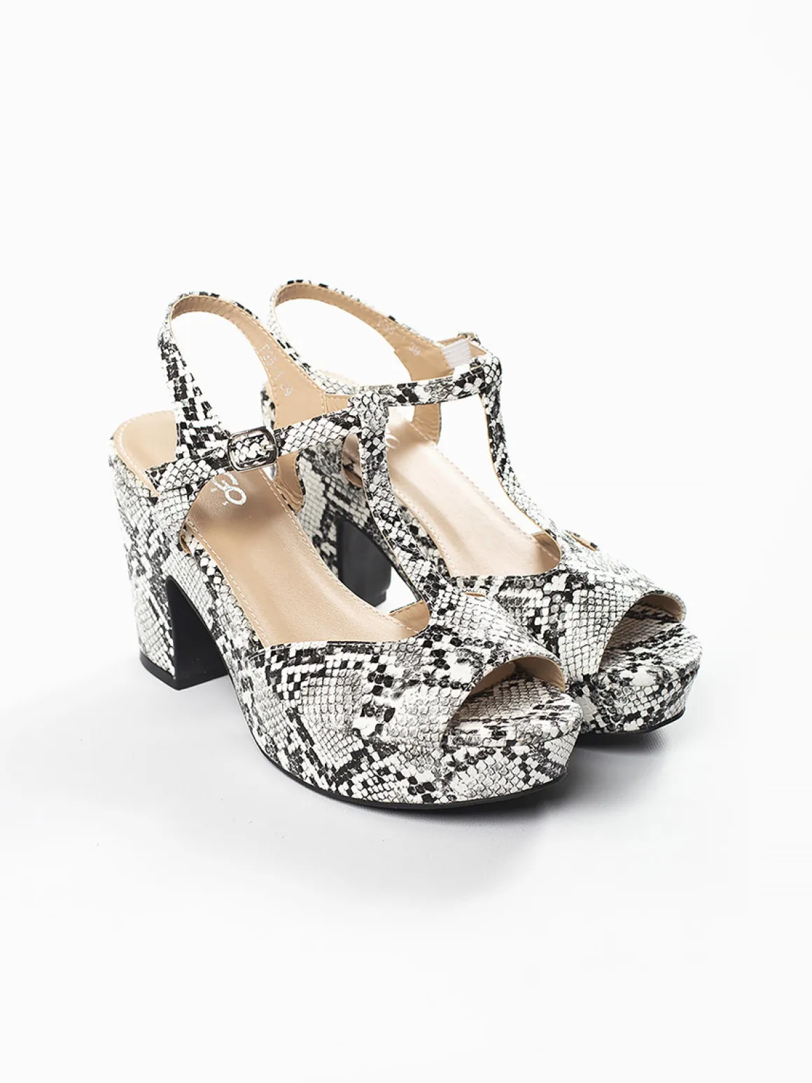 Sandálias salto alto animal print