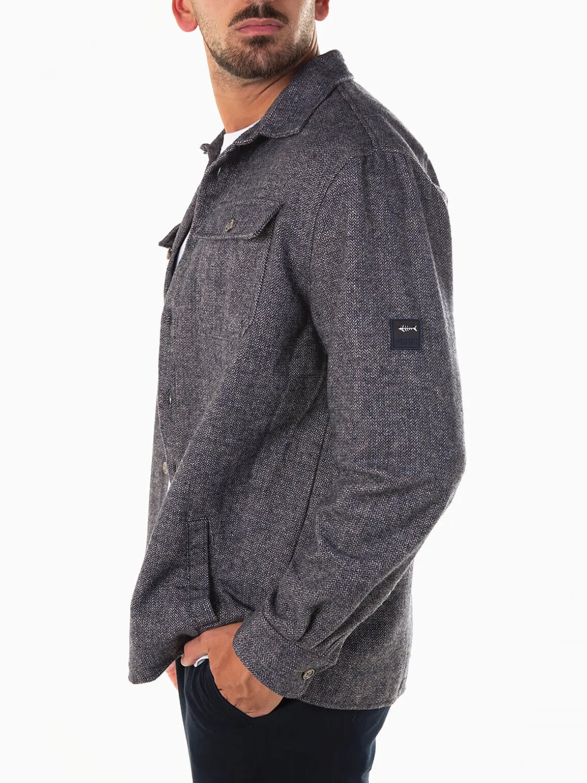 Sobrecamisa azul marinho mesclada