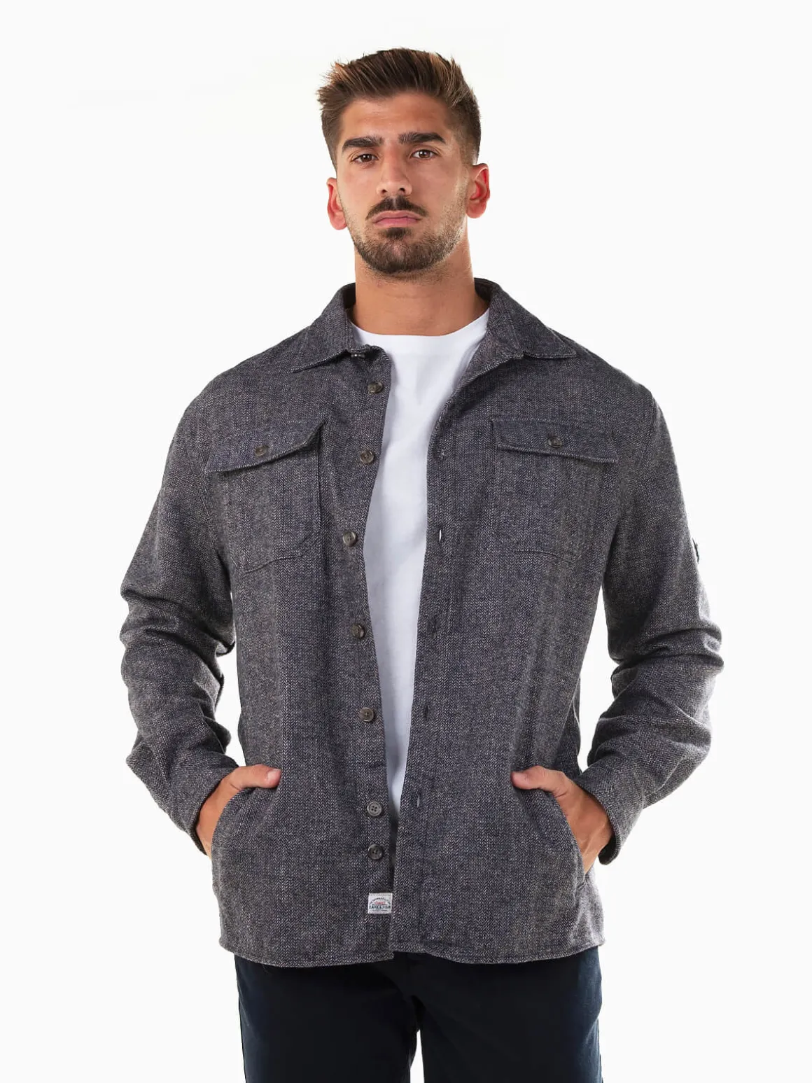 Sobrecamisa azul marinho mesclada