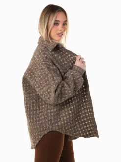 Sobrecamisa castanha mesclada