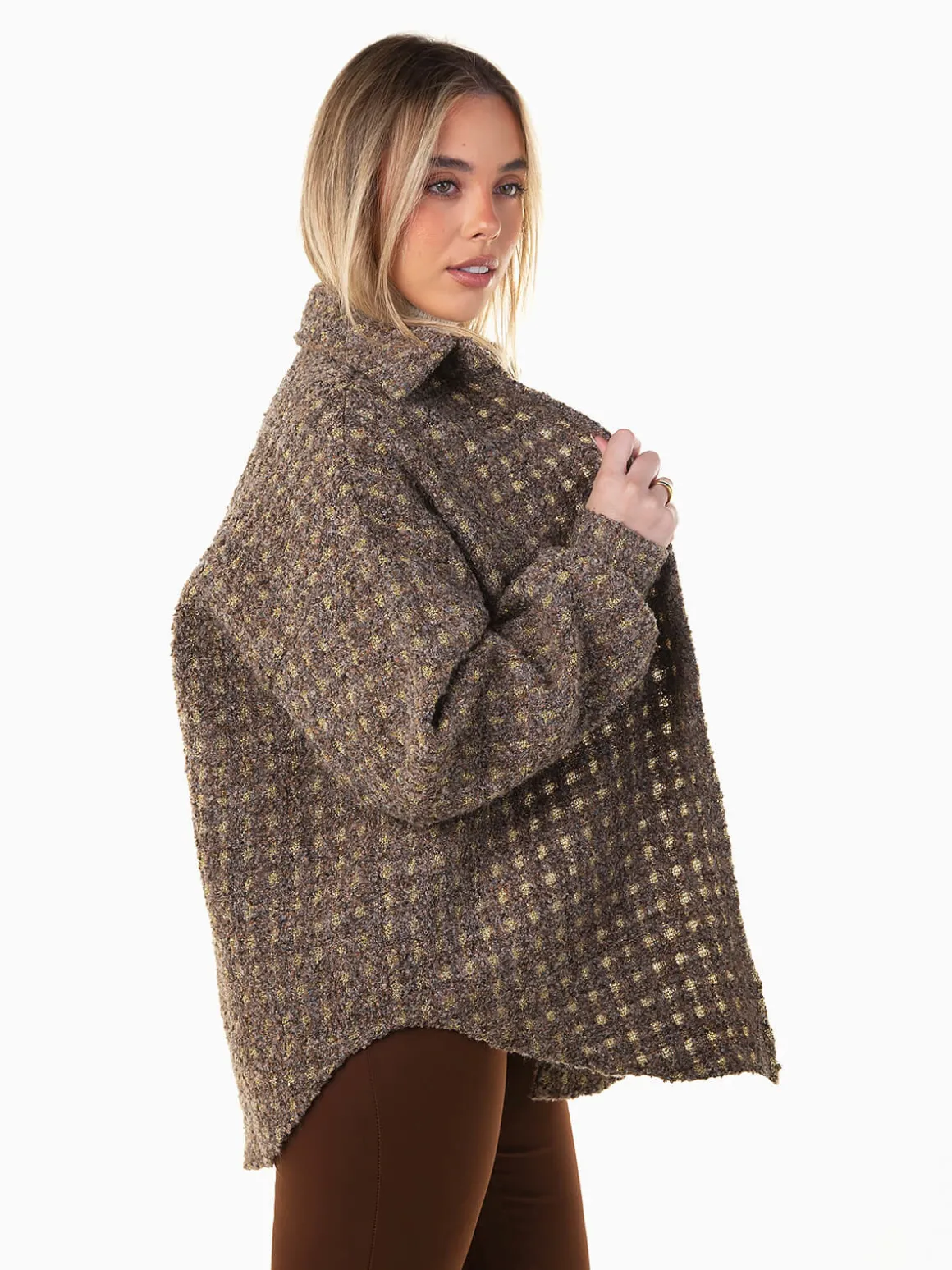 Sobrecamisa castanha mesclada