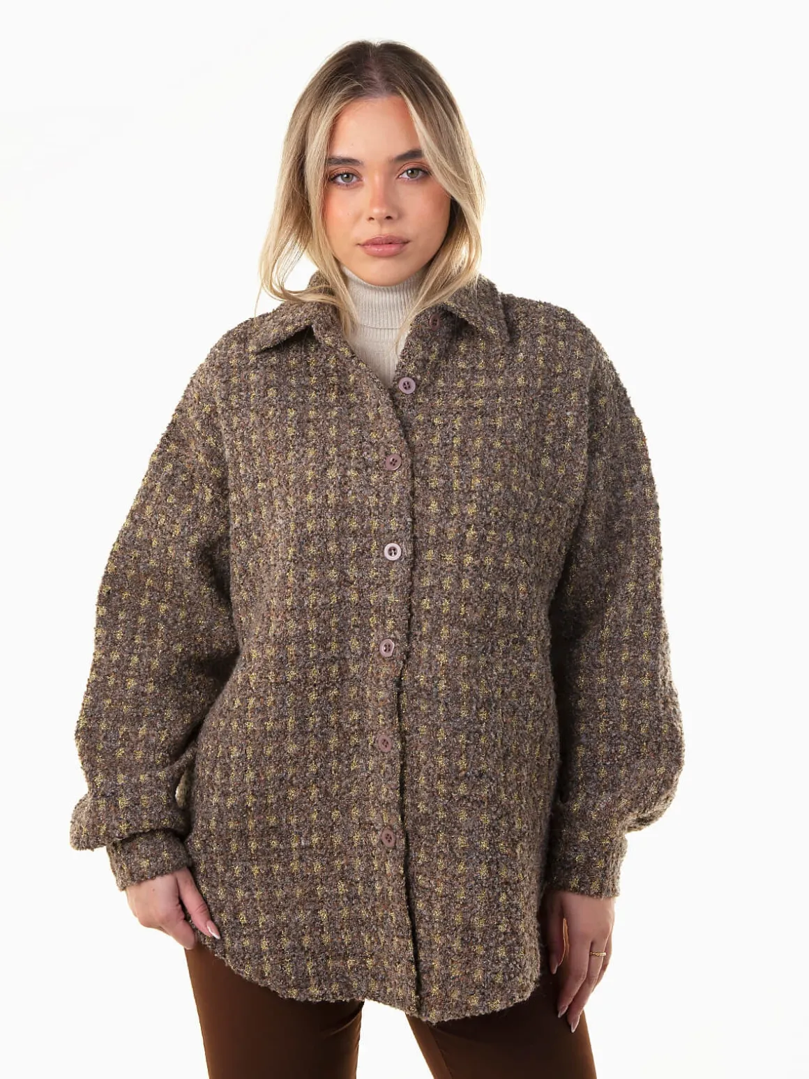 Sobrecamisa castanha mesclada