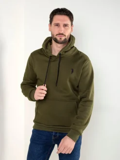 Sweatshirt capuz cardada com bordado