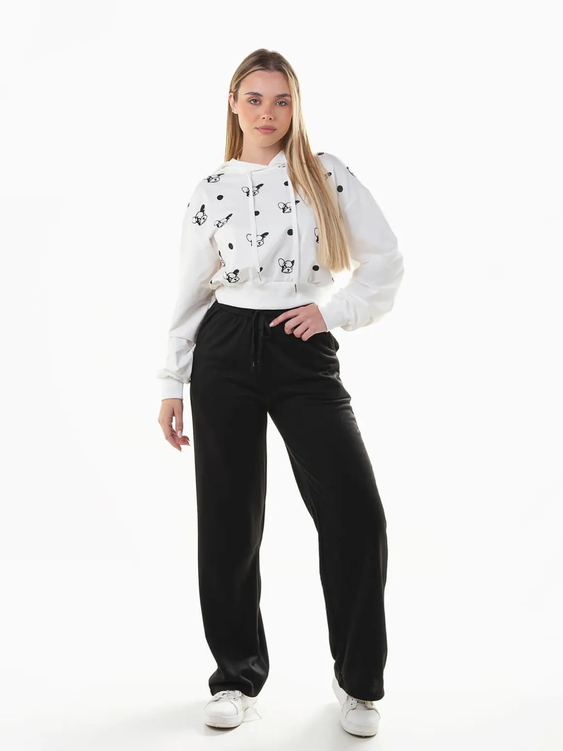 Sweatshirt capuz curta com estampado