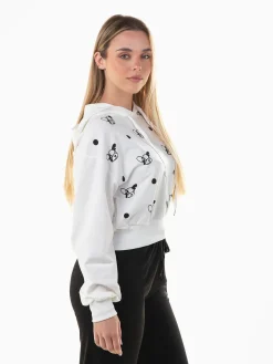 Sweatshirt capuz curta com estampado