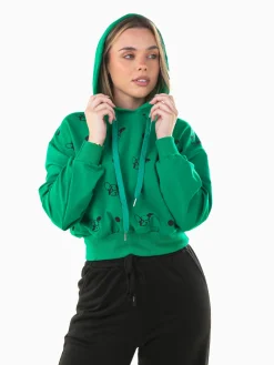 Sweatshirt capuz curta com estampado