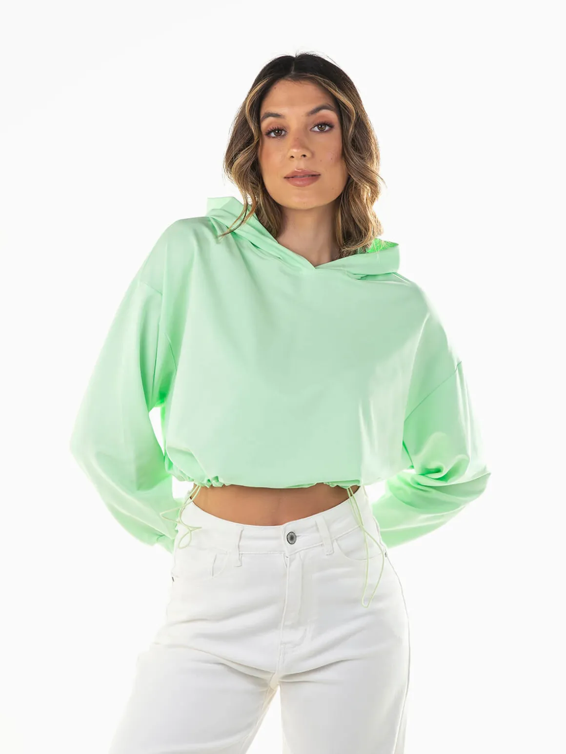 Sweatshirt cropped oversized com capuz