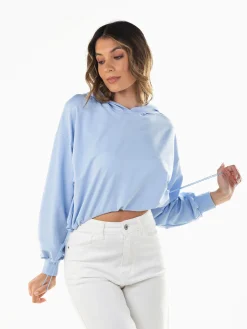 Sweatshirt cropped oversized com capuz