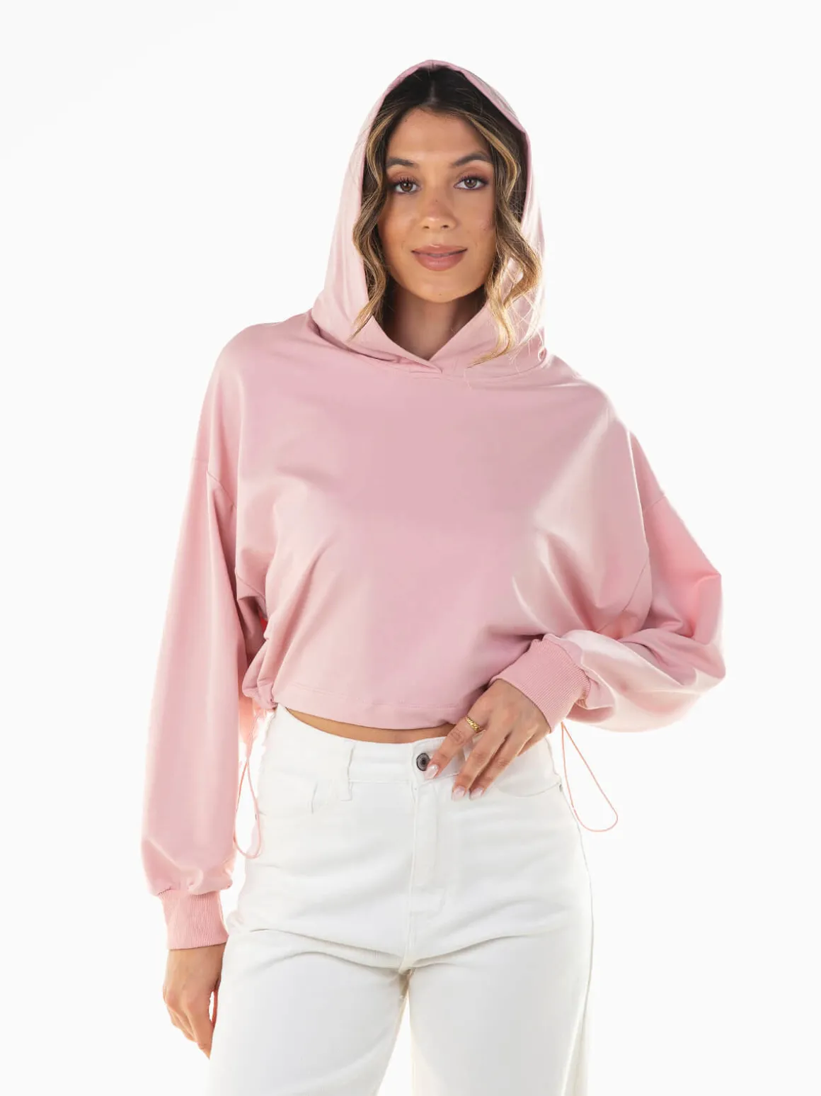 Sweatshirt cropped oversized com capuz