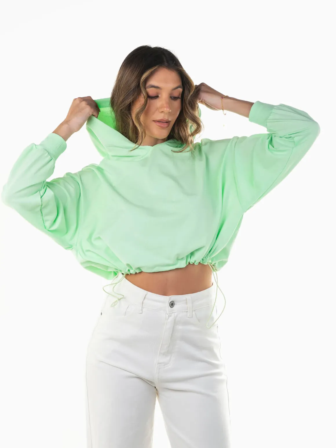 Sweatshirt cropped oversized com capuz