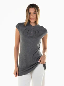 Túnica malha com bolsos