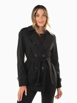 Trench cruzado com cinto