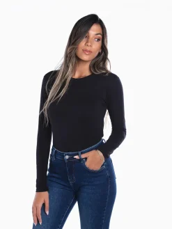 T-shirt básica manga comprida cardada