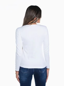 T-shirt básica manga comprida cardada