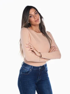 T-shirt básica manga comprida cardada