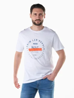 T-shirt círculo estampado manga curta