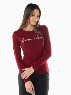 T-shirt manga comprida com mensagem