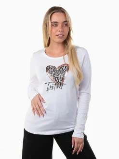 T-shirt manga comprida com coração