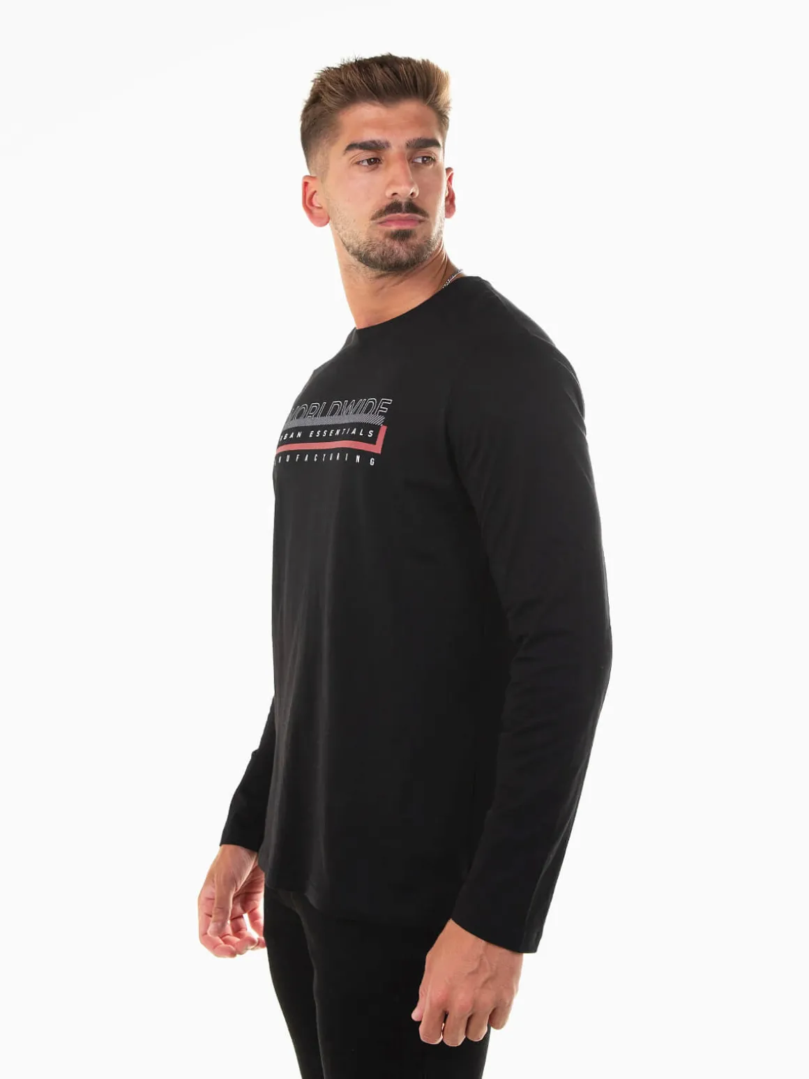 T-shirt manga comprida lettering discreto