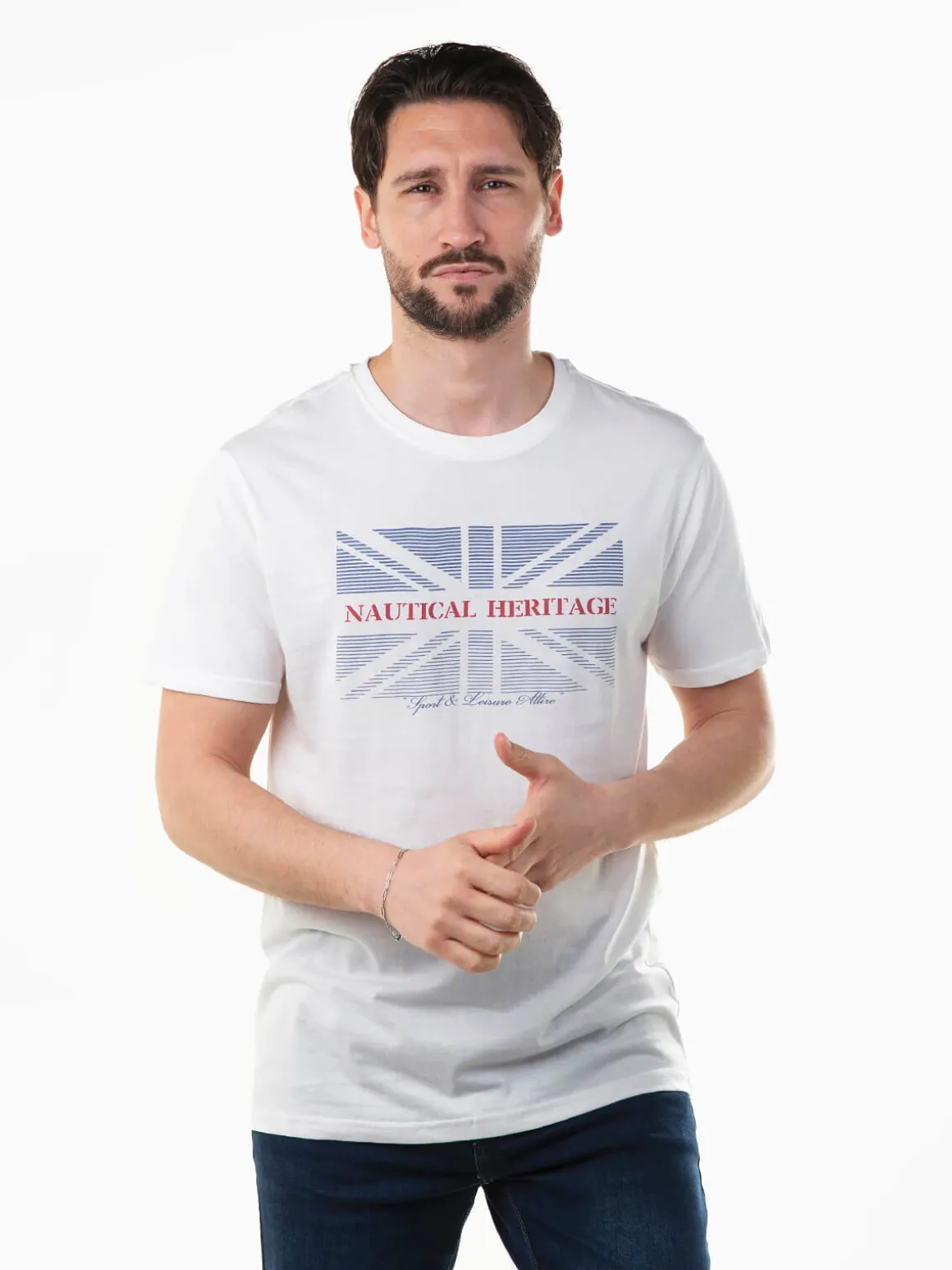 T-shirt manga curta com bandeira