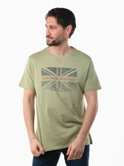 T-shirt manga curta com bandeira