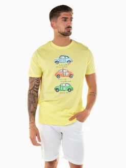 T-shirt manga curta com carros