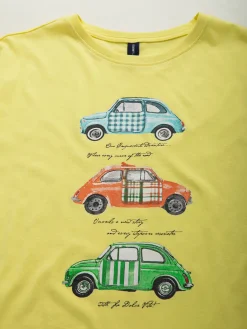 T-shirt manga curta com carros