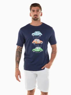T-shirt manga curta com carros