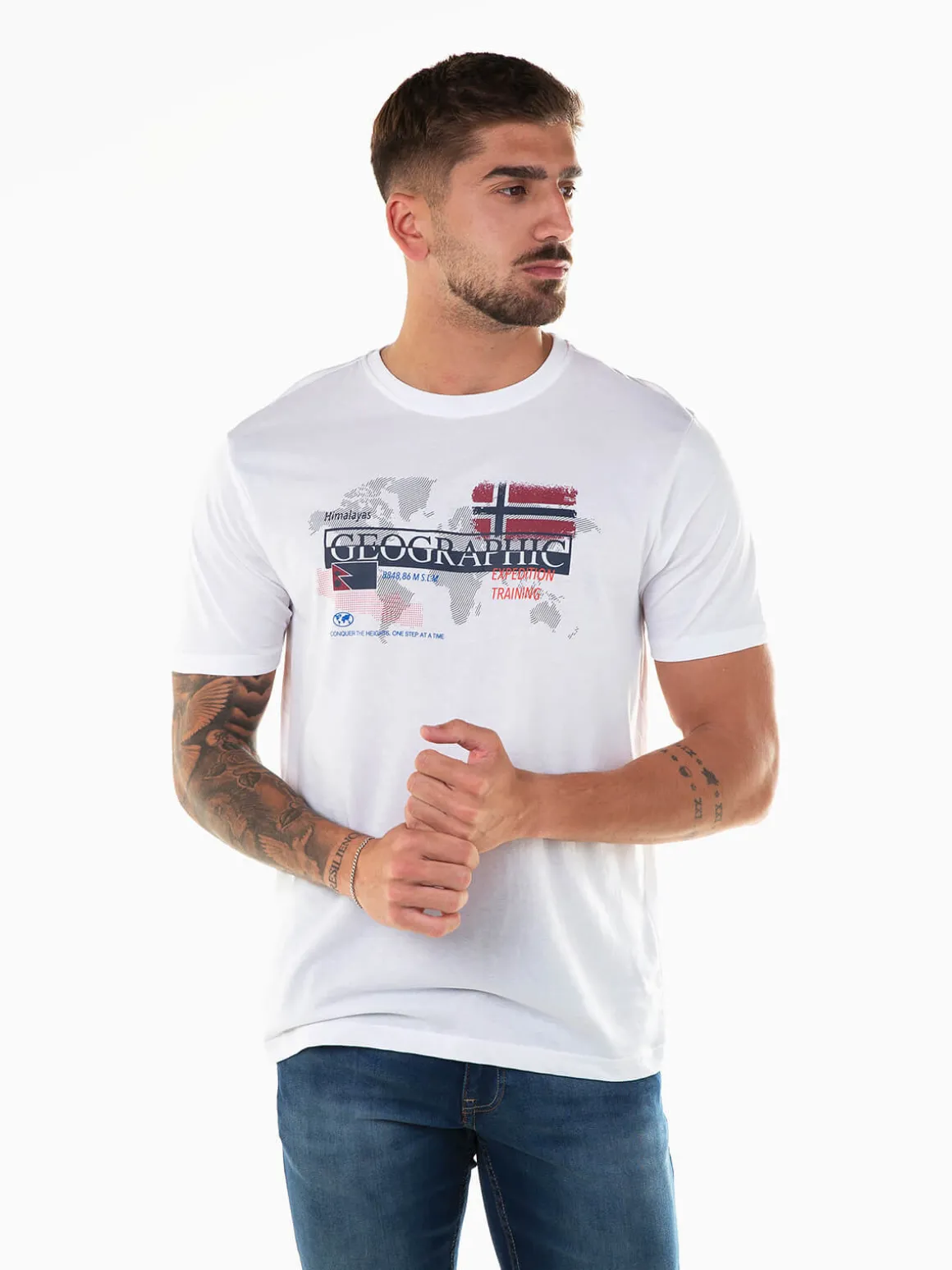 T-shirt manga curta com grafismo