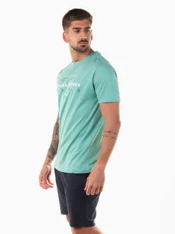 T-shirt manga curta com mapa