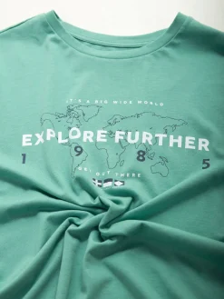 T-shirt manga curta com mapa